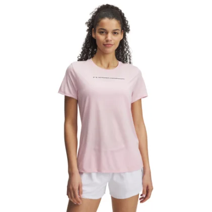 Női rövid ujjú edzőpóló UNDER ARMOUR UA TECH PTH GRAPHIC SSC-PNK