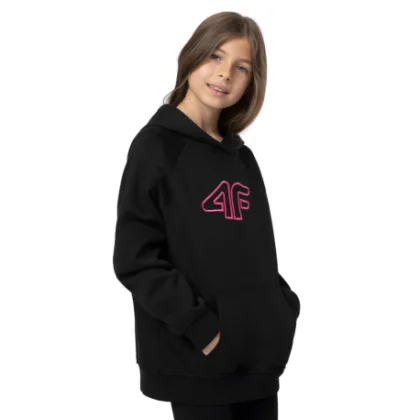 Lány kapucnis pulóver 4F JUNIOR SWEATSHIRT F217-20S-DEEP BLACK