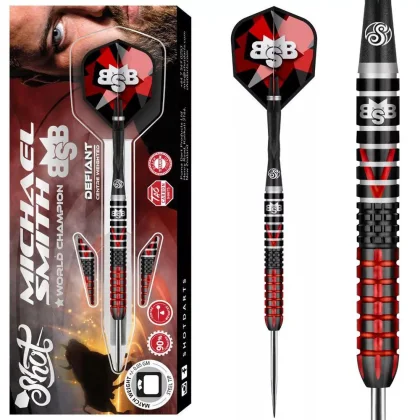 DARTS SZETT STEEL SHOT MICHAEL SMITH DEFIANT 25G, 90% WOLFRAM gravírozott