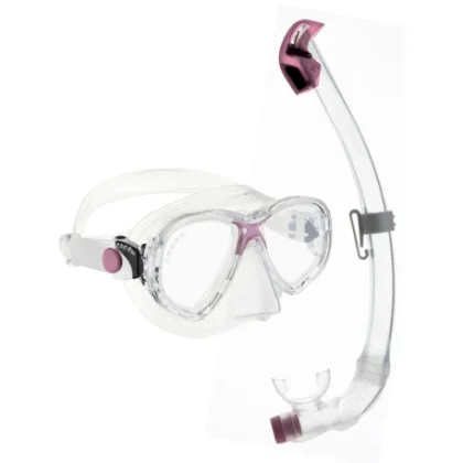 Junior búvár snorkel szett CRESSI MAREA JUNIOR + SEAL DRY JUNIOR COMBO CLEAR PINK