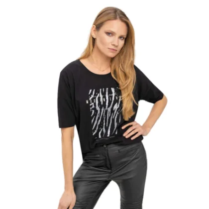 Női rövid ujjú póló VOLCANO T-WILD-700-BLACK