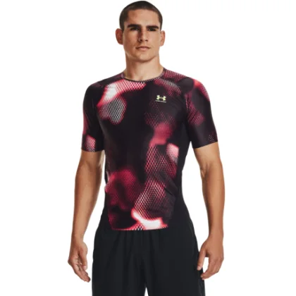 Férfi rövid ujjú kompressziós póló UNDER ARMOUR UA IsoChill Prtd Comp SS-BLK-1374077-001
