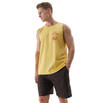Férfi ujjatlan póló 4F TSHIRT-WSS24TTSHM1319-71S-YELLOW