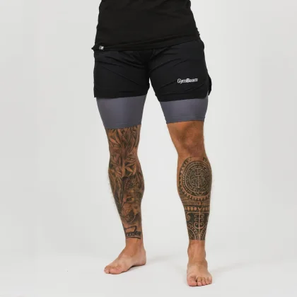 2in1 Black Grey férfi rövidnadrág GymBeam