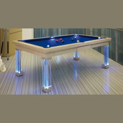 POOL ASZTAL MONACO 8′ LED KÉK, ÜVEG BURKOLAT