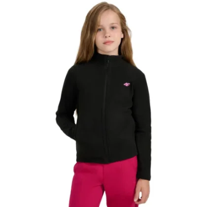 Lány polár pulóver cipzárral 4F JUNIOR FLEECE F346-4FJWAW25TFLEF346-20S-DEEP BLACK