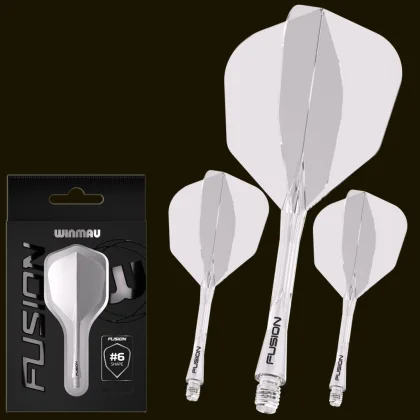 DARTS TOLL ÉS SZÁR EGYBEN WINMAU FUSION ÁTLÁTSZÓ, STANDARD TOLL ÉS KÖZEPES SZÁR