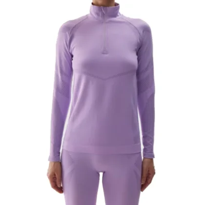 Női bélelt sípulóver 1 2 cipzárral 4F SEAMLESS UNDERWEAR-WAW24USEAF160-52S-LIGHT VIOLET