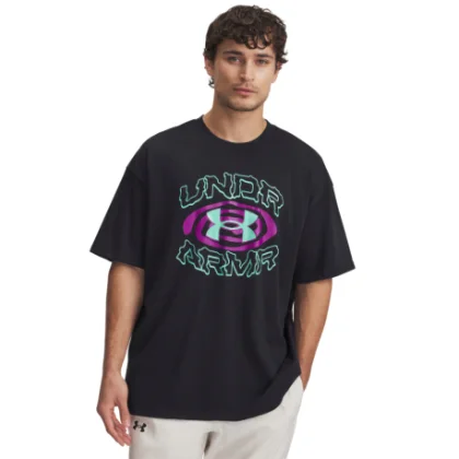 Férfi rövid ujjú póló UNDER ARMOUR UA M HWT Hoops Hoopnotic SS-BLK