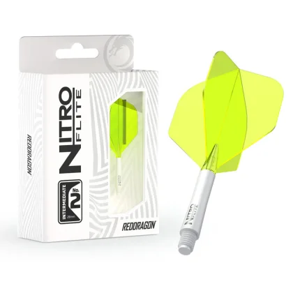 darts toll és szár egyben Red Dragon Nitro Flite fehér/zöld No2 toll és közepés szár