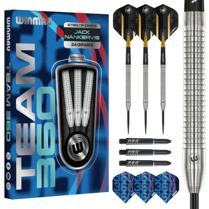 darts szett Winmau Team 360 Jack Nankervis Steel - 24g, 90% wolfram