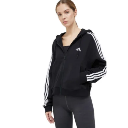 Női cipzáras pulóver ADIDAS W 3S FT FZ S HD-IC8781-Black