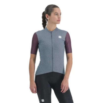 Női rövid ujjú kerékpáros mez SPORTFUL Checkmate w jersey, huckleberry blue radiance