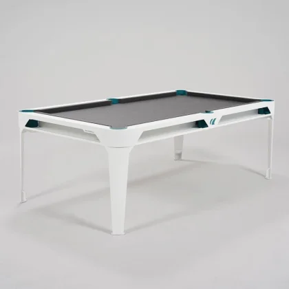 pool biliárdasztal kültéri Cornilleau Hyphen 7' fehér (étkező fedlappal), tenger zöld zsebekkel