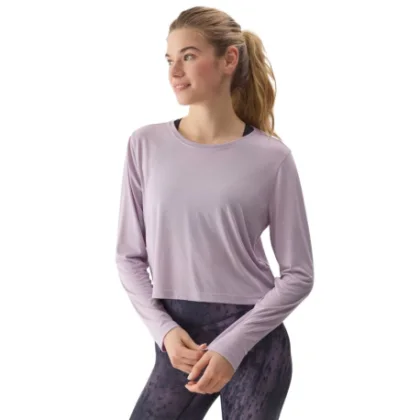 Női hosszú ujjú edzőpóló 4F LONGSLEEVE-WSS24TLONF250-52S-LIGHT VIOLET