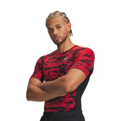 Férfi rövid ujjú edzőpóló UNDER ARMOUR UA HG Printed SS-BLK