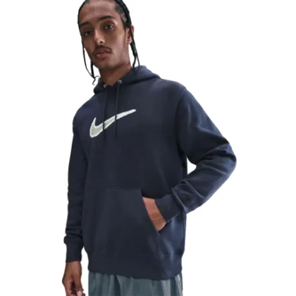 Férfi kapucnis pulóver NIKE M NK CLUB BB HDY NEO VARSITY OBSIDIAN OBSIDIAN BLACK