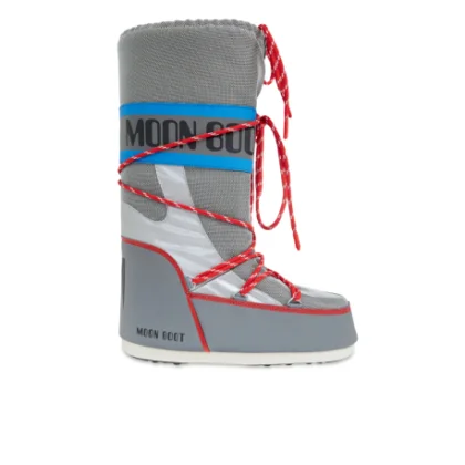 Magas téli cipők MOON BOOT MB ICON SPACE RACING-HF04 SILVER BLUE RED