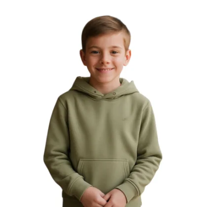 Fiú melegített kapucnis pulóver 4F JUNIOR SWEATSHIRT M1945-4FJWAW25TSWSM1945-42S-LIGHT GREEN