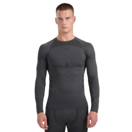 Férfi hosszú ujjú thermo póló 4F SEAMLESS UNDERWEAR M237-WAW25USEAM237-21M-BLACK MELANGE