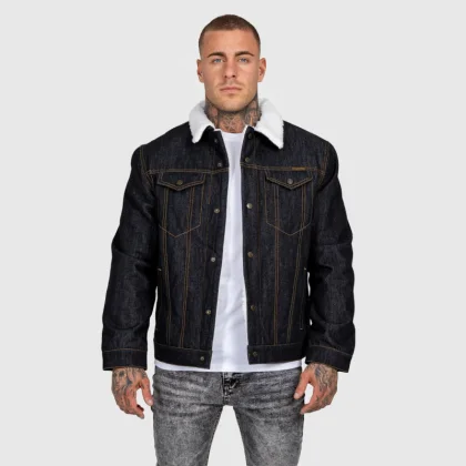 Férfi farmerkabát Iron Aesthetics Sherpa, fekete