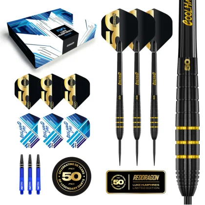dart szett steel Red Dragon Luke Humphries 50 Years Player Limited Edition 22gr, 90%