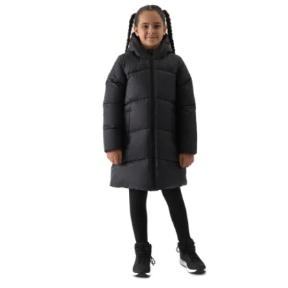 Lánykabát 4F JUNIOR DOWN JACKET-JWAW24TDJAF455-20S-DEEP BLACK