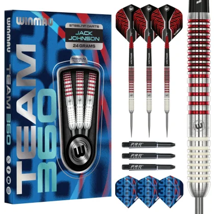 darts szett Winmau Team 360 Jack Johnson Steel - 24g, 90% wolfram