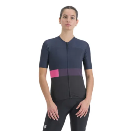 Női rövid ujjú kerékpáros mez SPORTFUL Snap w jrs, black galaxy blue