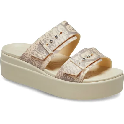 Női platformos szandálok (divatos lábbeli) CROCS Brooklyn Snake Buckle Low Wedge vanilla multi