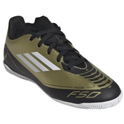 Fiú futballcipők terem ADIDAS F50 Club Messi Jr IC gold met cloud white core black
