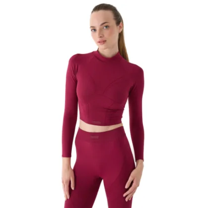 Női hosszú ujjú edzőpóló 4F LONGSLEEVE FNK F483-RAW24TFLOF483-60S-BURGUNDY