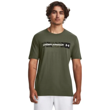 Férfi rövid ujjú póló UNDER ARMOUR UA CAMO CHEST STRIPE SS-GRN
