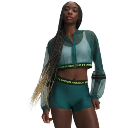 Női edződzseki UNDER ARMOUR HeatGear Mesh FZ-GRN