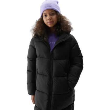 Lánykabát 4F JUNIOR DOWN JACKET-JAW23TDJAF268-21S-BLACK