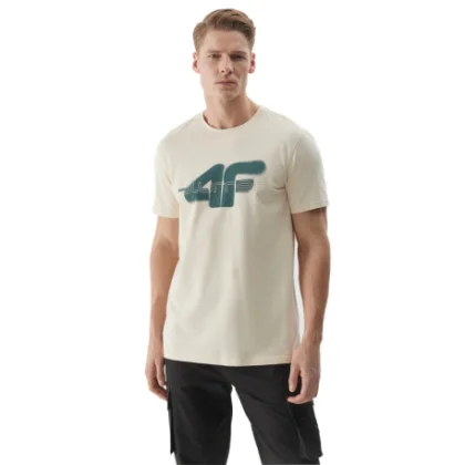 Férfi rövid ujjú póló 4F TSHIRT-WSS24TTSHM1317-12S-CREME