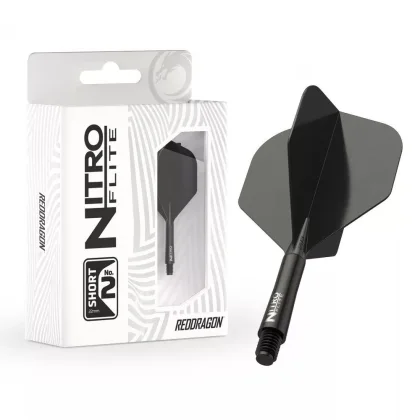 Darts toll és szár egyben Red Dragon Nitro Flite fekete, standard toll és rövid szár