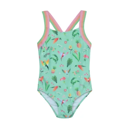 Lány fürdőruhák COLOR KIDS Swimsuit W Elastic Straps, AOP-8714-Cabbage