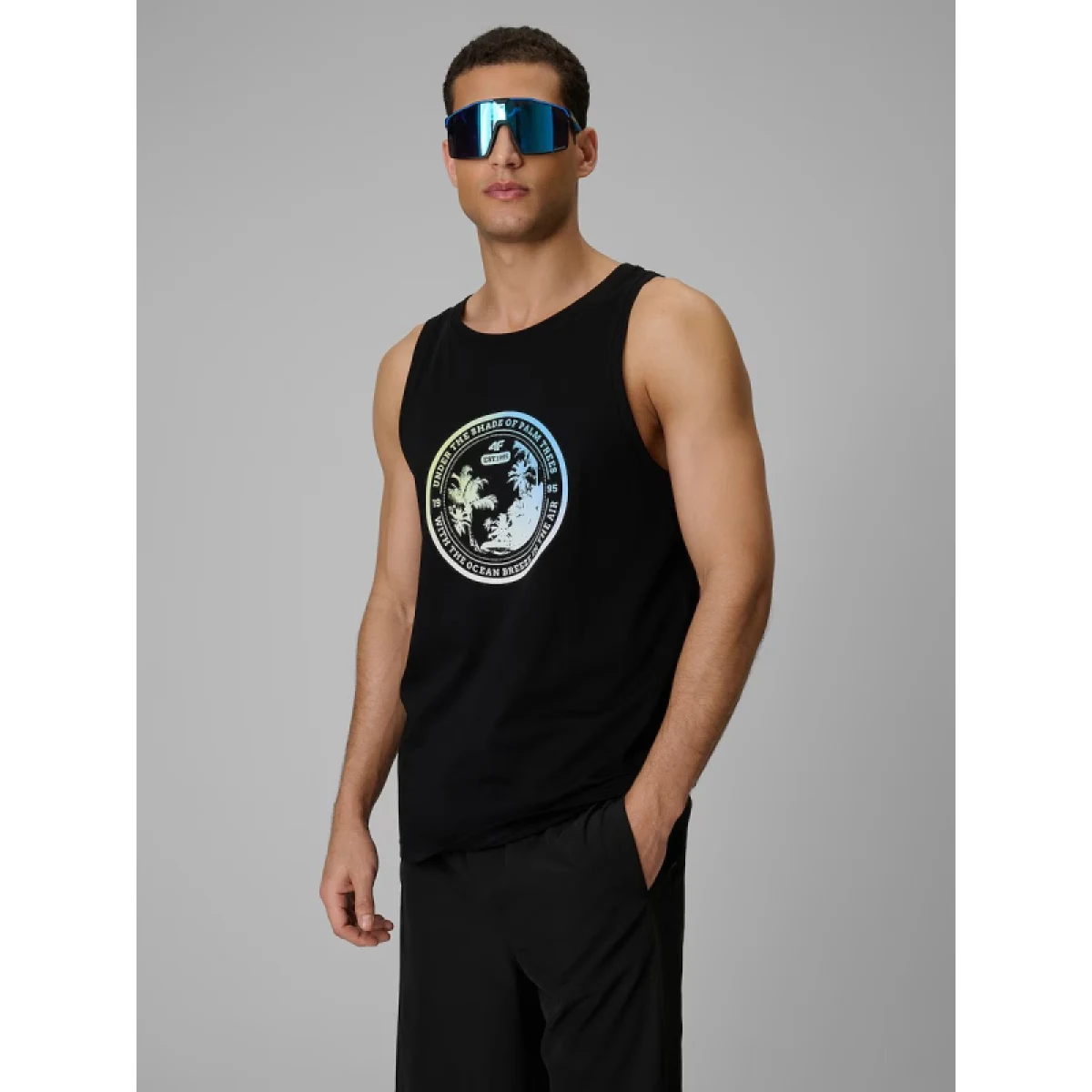 Férfi ujjatlan póló 4F SLEEVELESS M248-20S-DEEP BLACK · záber 2