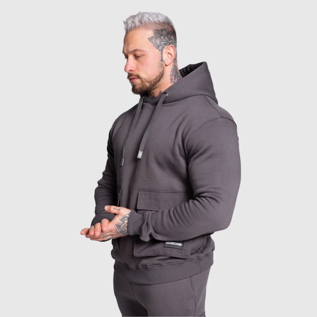 Kapucnis pulóver Iron Aesthetics Cargo Hoodie, sötétszürke · záber 2
