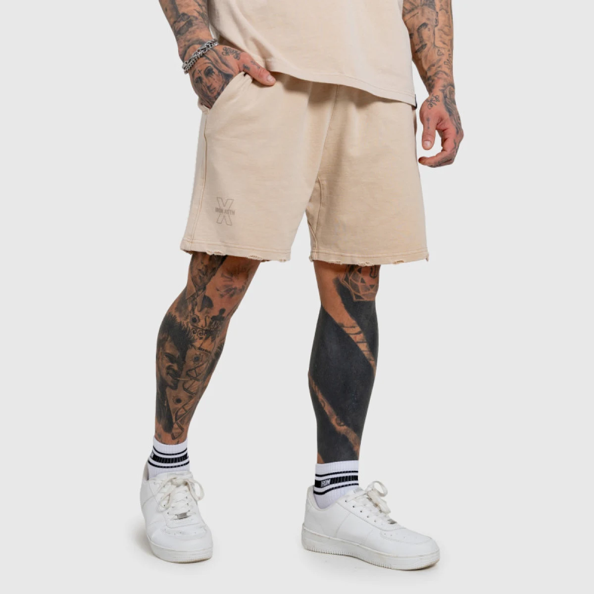 Férfi rövidnadrág Iron Aesthetics X Washed, bézs · záber 2