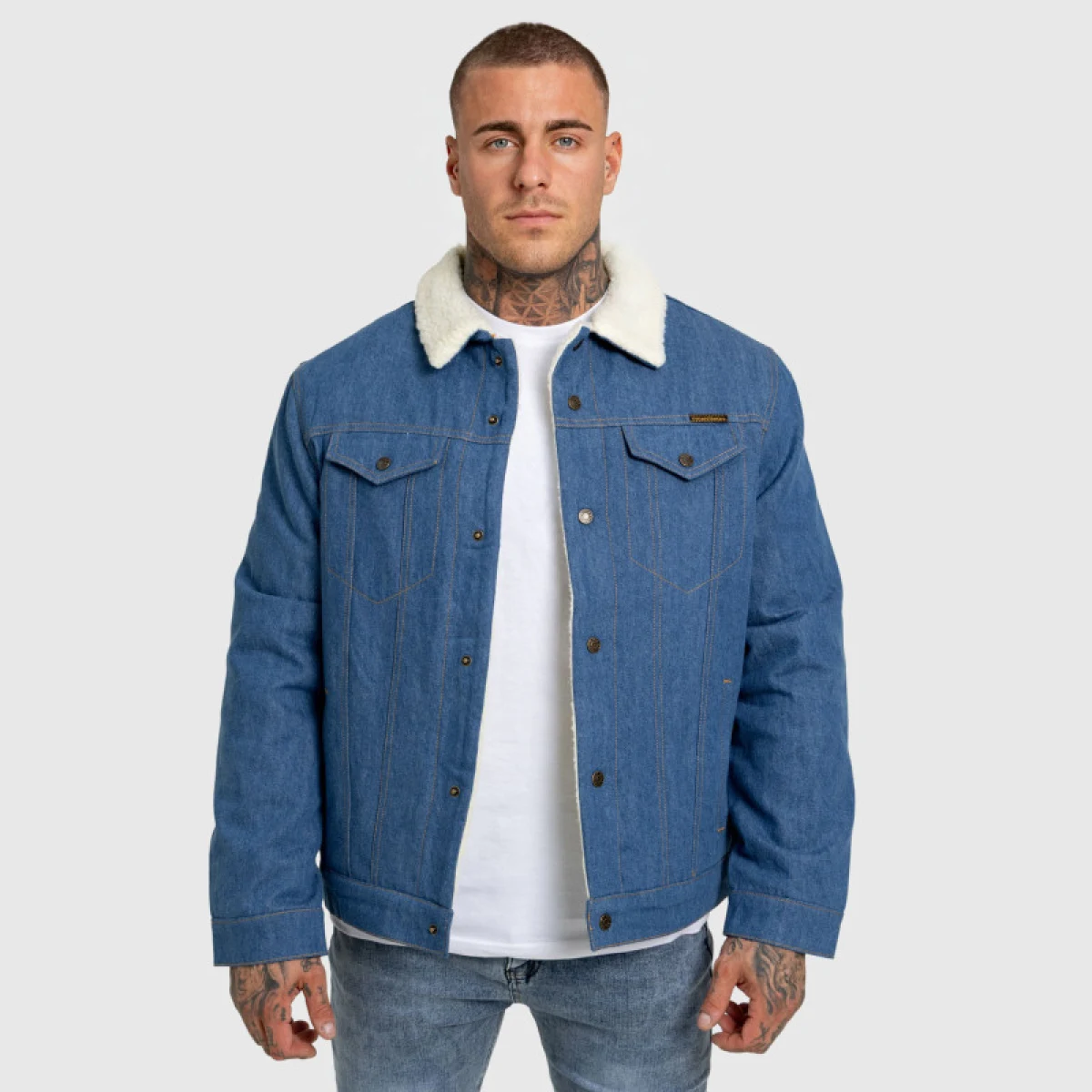 Férfi farmerkabát Iron Aesthetics Sherpa, kék · záber 3