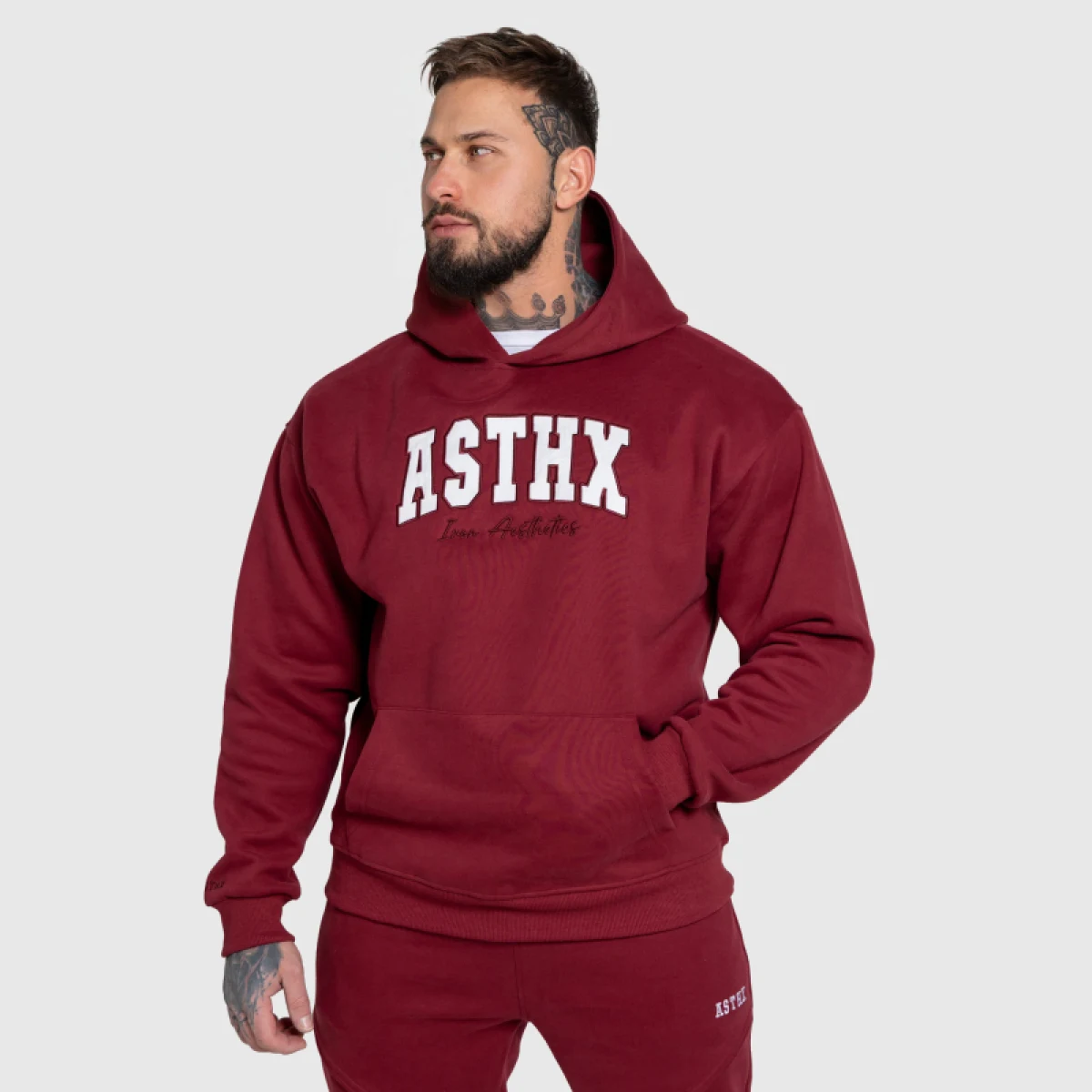 Oversized pulcsi Iron Aesthetics ASTHX, bordó · záber 4