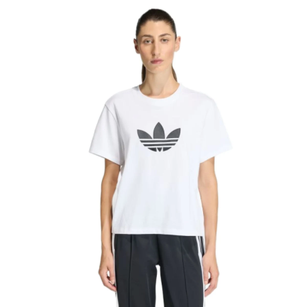 Női rövid ujjú póló ADIDAS ORIGINALS TREFOIL BOXY T BLACK WHITE · záber 7