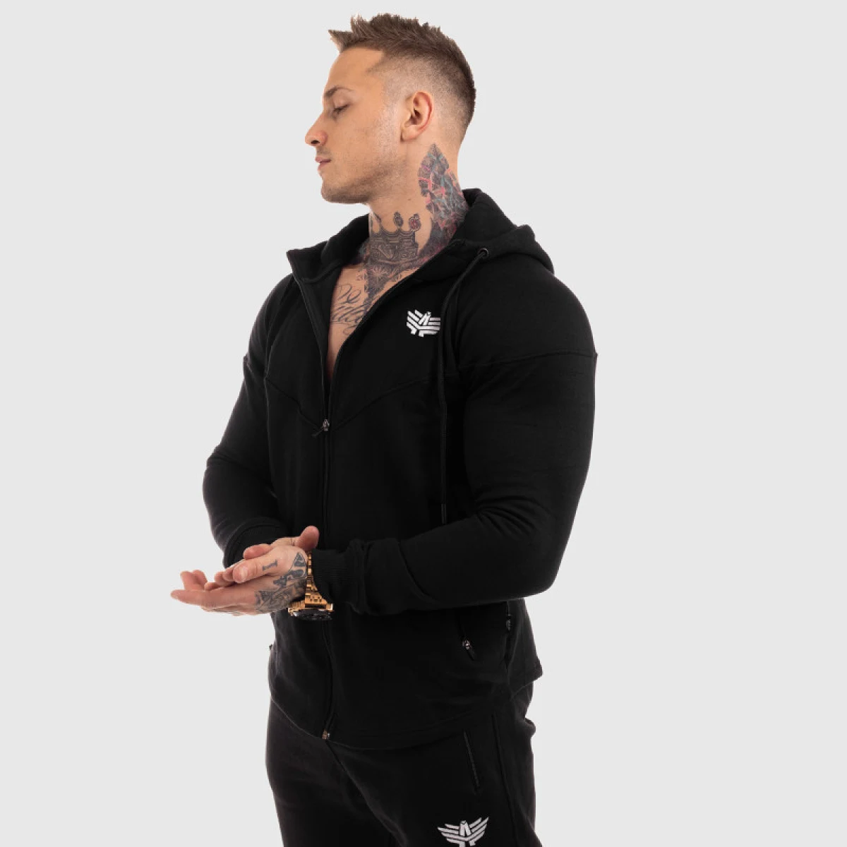 Cipzáros fitness pulóver Iron Aesthetics Round, fekete · záber 2