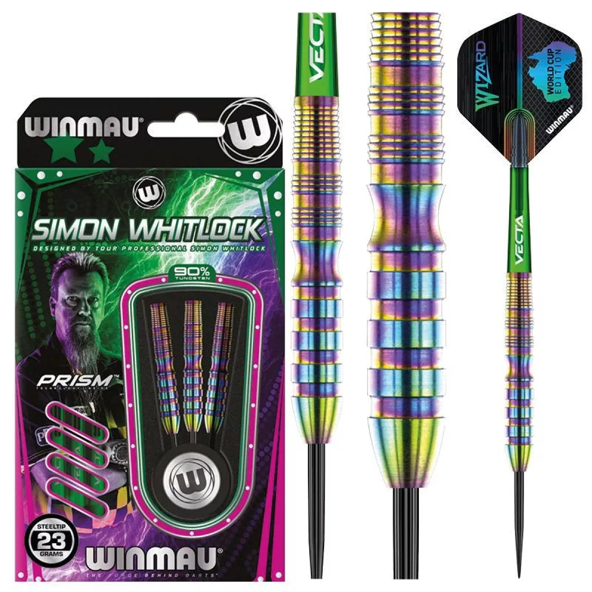Dart szett Winmau steel Simon Whitlock World Cup Rainbow SE 23g, 90% · záber 4