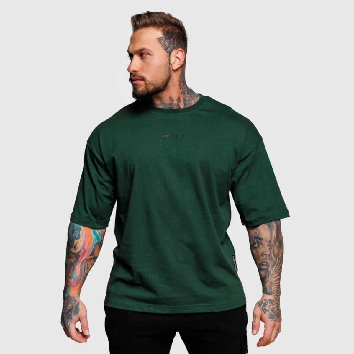 Oversize póló Iron Aesthetics Major, zöld · záber 3