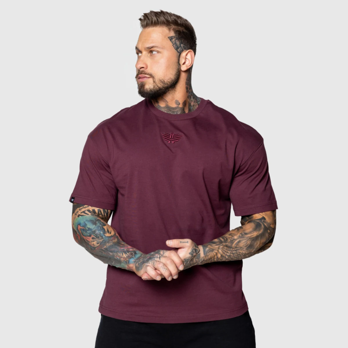 Oversized póló Iron Aesthetics 3D, bordó · záber 3