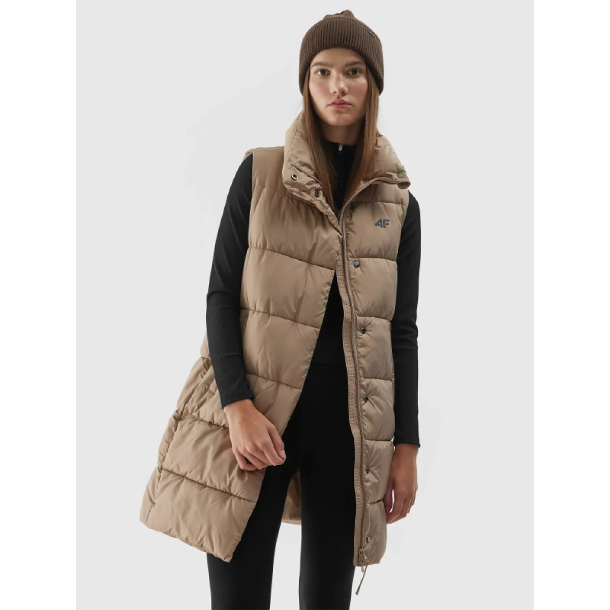Női mellény 4F VEST-AW23TVESF076-82S-LIGHT BROWN · záber 3