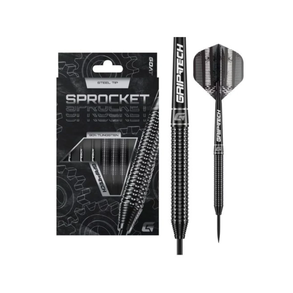 Darts szett steel GOAT Sprocket, 24g, 90% gravírozott · záber 2